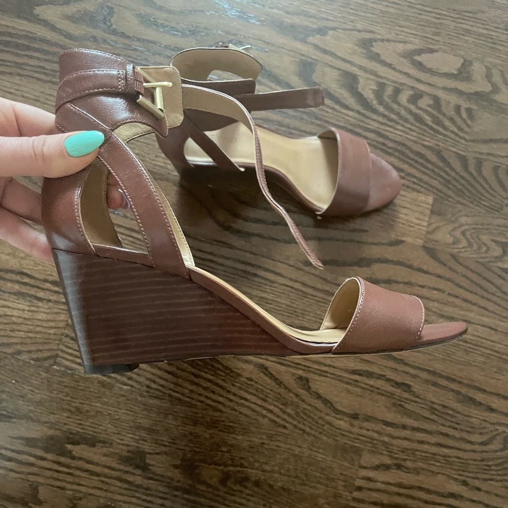 Nine West Brown Wedge Sandals - Worn only a few times SZ 10